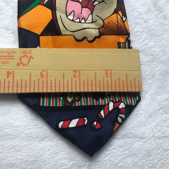 VTG Looney Tunes Mania Christmas Holiday Tie Taz Tweety Bird Bugs Bunny  *Flaw - Picture 12 of 12